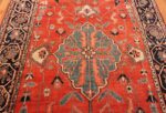 Medallion of Long and Narrow Size Antique Persian Heriz Rug 70261 by Nazmiyal Antique Rugs in NYC