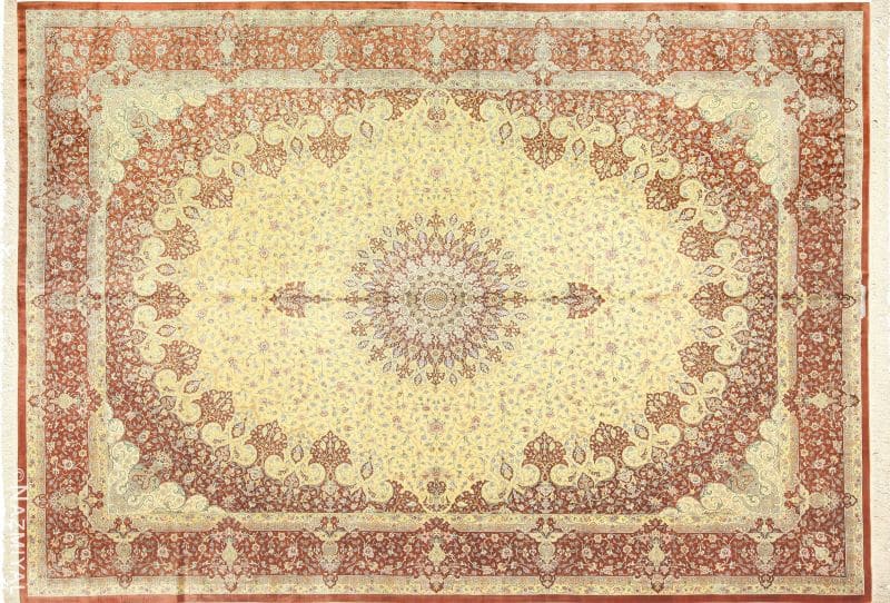 Silk Room Size Persian Qum Rug Silk Room Size Persian Qum Rug Nazmiyal