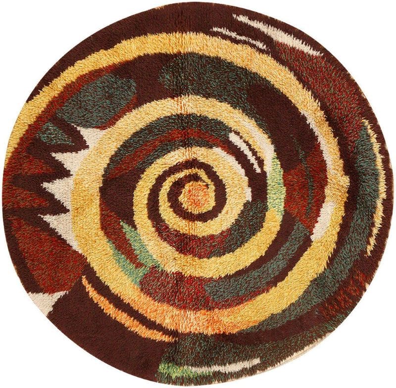 Round Swedish Rya Rug Vintage Round Swedish Rya Rug Nazmiyal