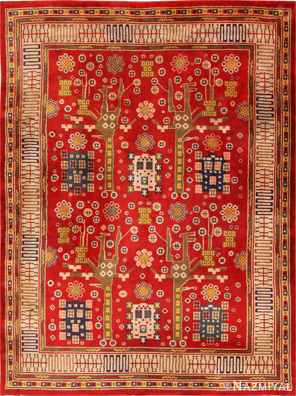 Red Vintage Pile Scandinavian Rug 70239 by Nazmiyal Antique Rugs in NYC