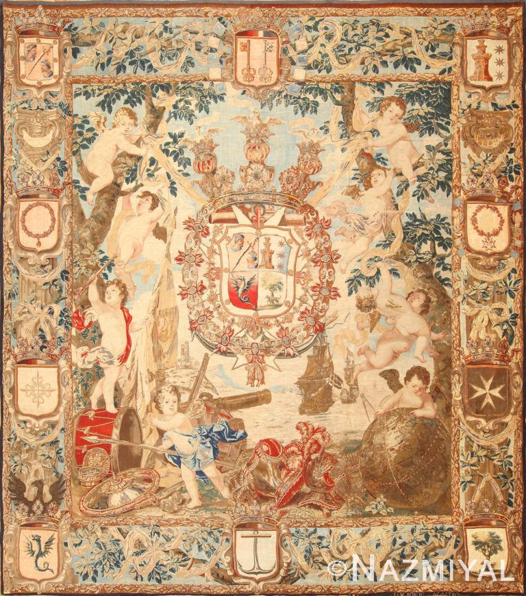 Antique Flemish Heraldic Tapestry of a Spanish Noble Admiral Nazmiyal