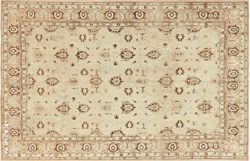 Antique Light Blue and Brown Persian Tabriz Rug Nazmiyal