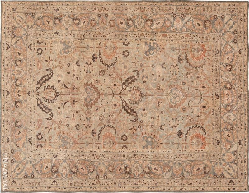 Light Blue and Brown Antique Persian Khorassan Rug Nazmiyal
