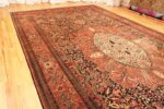 Full Picture Of Blue Oversized Fine Antique Persian Sarouk Farahan Rug 70266 by Nazmiyal Antique Rugs in NYC