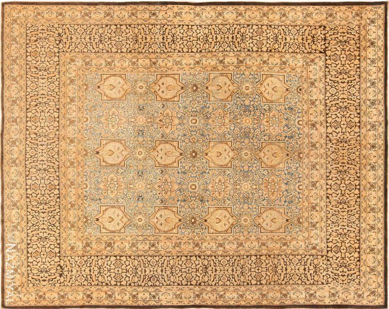 Light Blue and Brown Antique Persian Khorassan Rug Nazmiyal