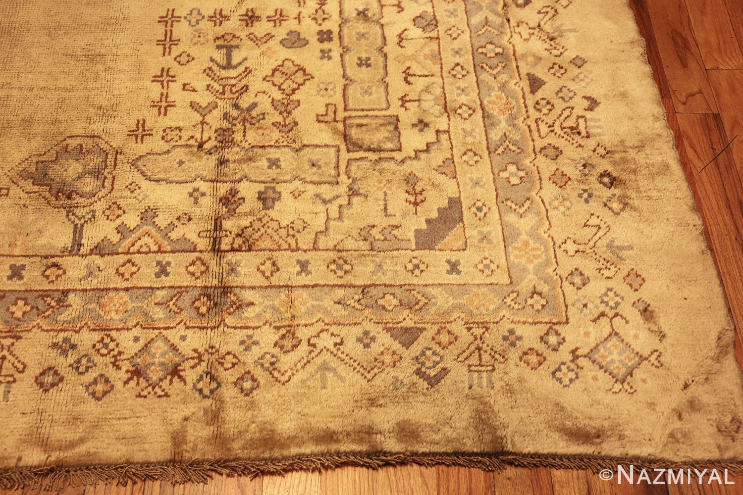 Corner Of Large Vintage Turkish Oushak Carpet 50712 from Nazmiyal Antique Rugs in NYC