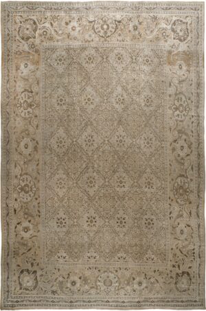 Soft Neutral Color Large Antique Persian Tabriz Rug #90031 by Nazmiyal Antique Rugs