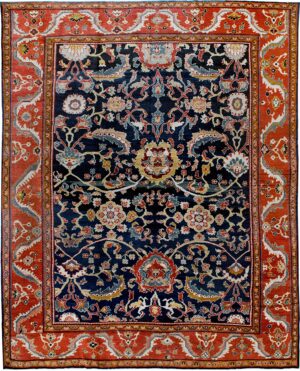Blue Antique Persian Sultanabad Rug 90013 by Nazmiyal Antique Rugs