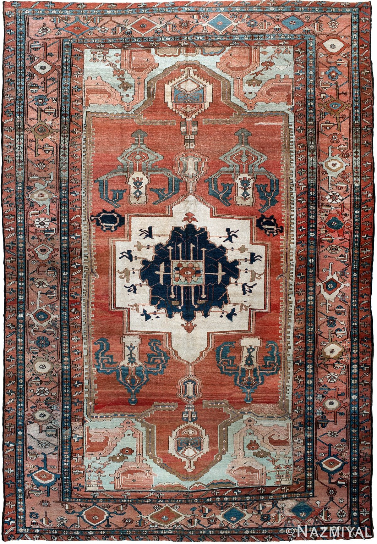 Antique Persian Heriz Serapi Rug by Nazmiyal NYC