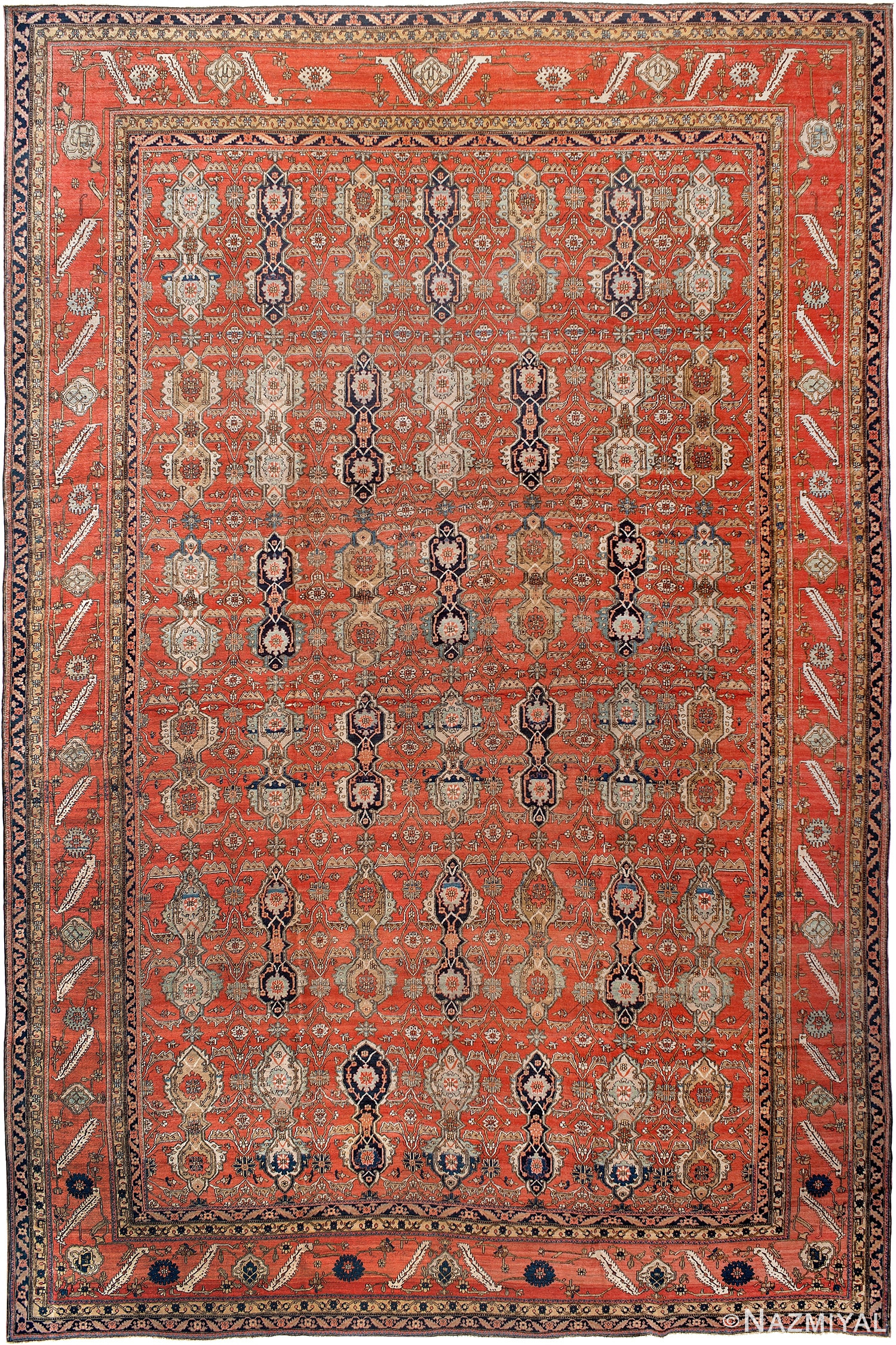Large Antique Persian Mohtashem Kashan Rug 90010 by Nazmiyal Antique Rugs