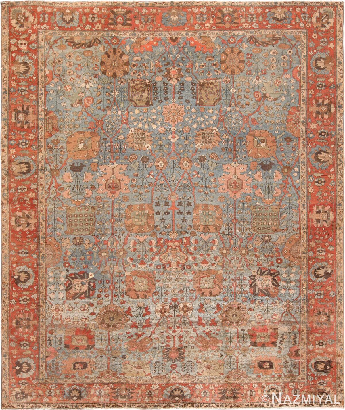 Light Blue Vase Design Persian Malayer Rug 47288 by Nazmiyal NYC