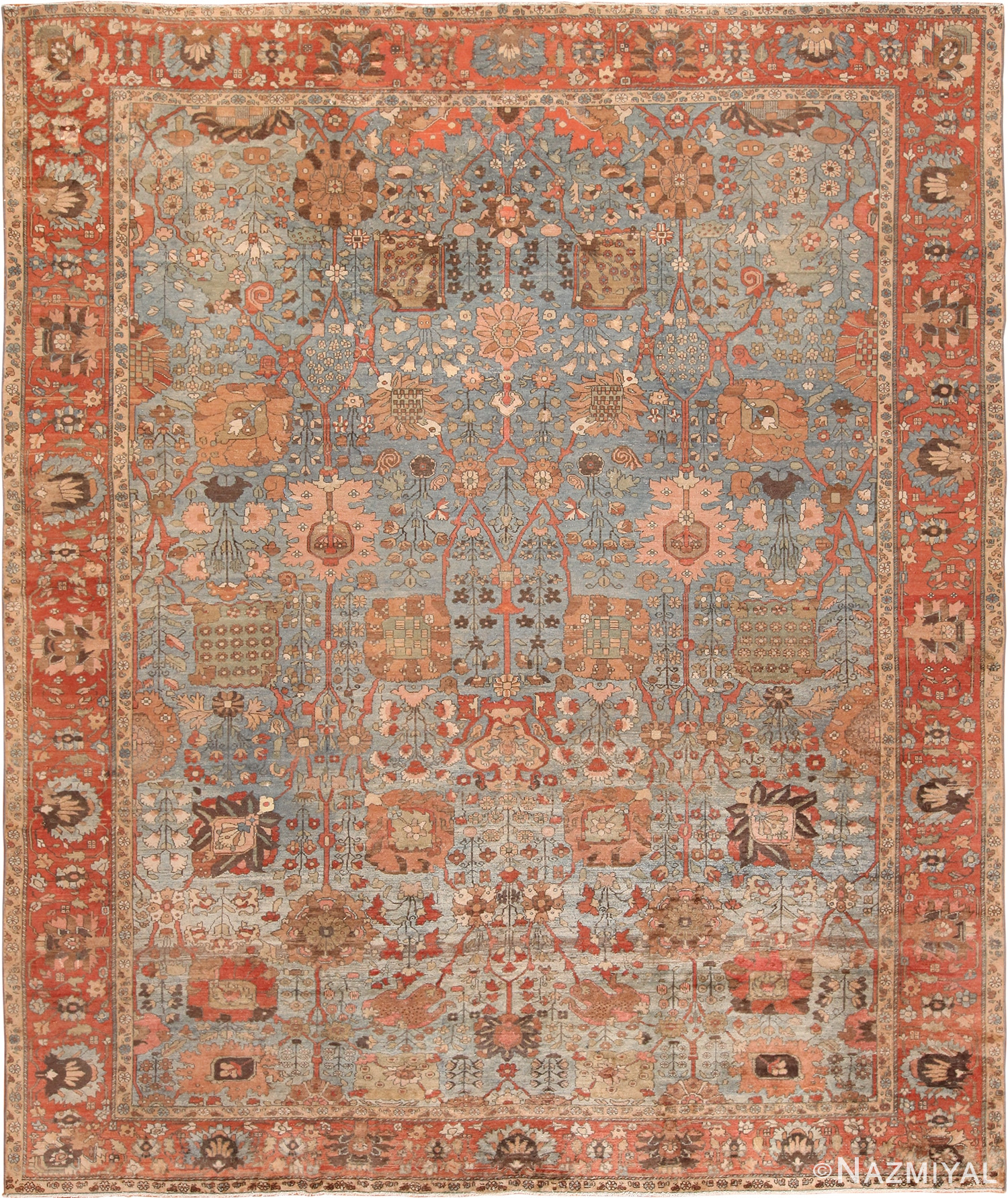 Light Blue Vase Design Persian Malayer Rug 47288 by Nazmiyal NYC