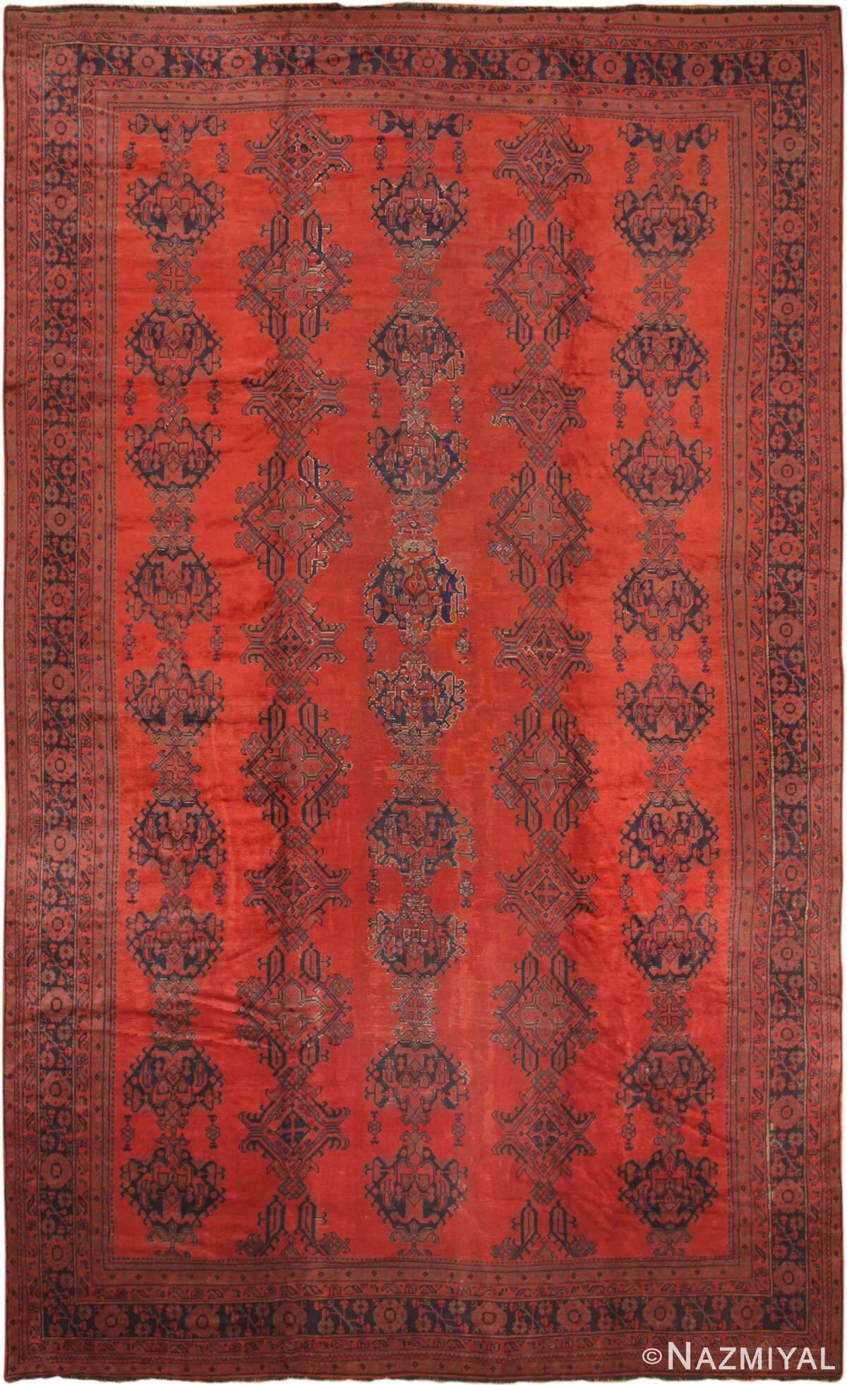 Oversized Red Antique Turkish Oushak Area Rug #50454 by Nazmiyal Antique Rugs