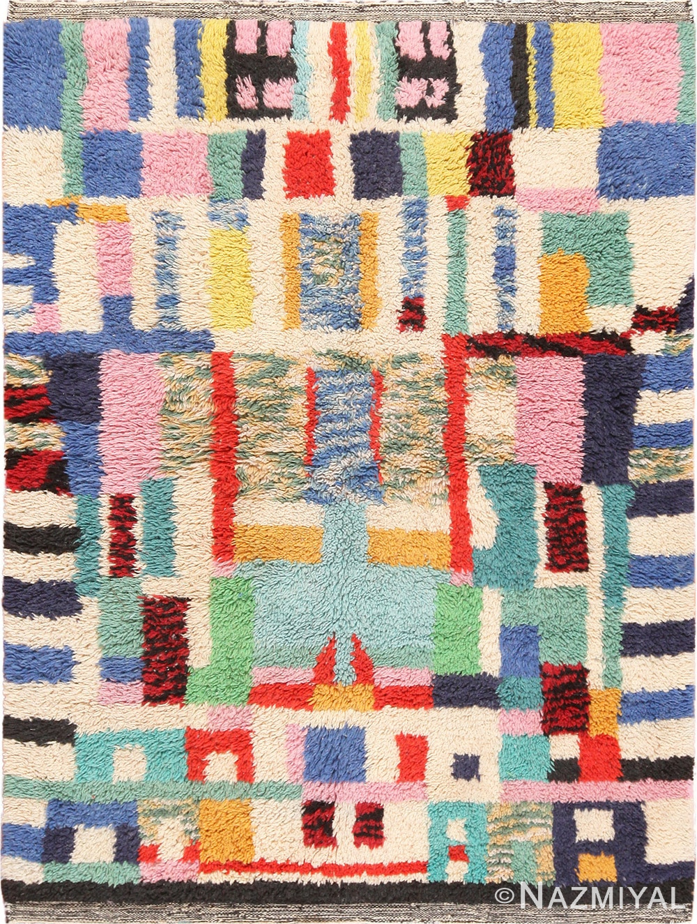Vintage Swedish Rya Shag Rug 70286 Nazmiyal