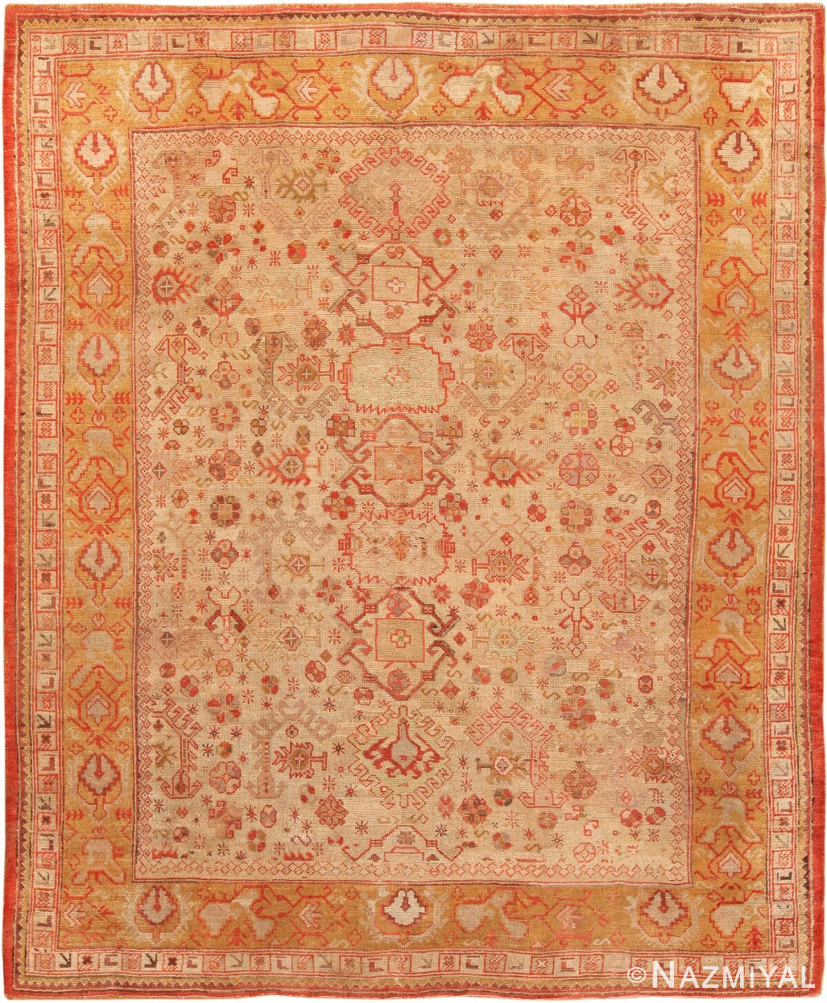 Antique Oushak Turkish Rug 70317 by Nazmiyal NYC