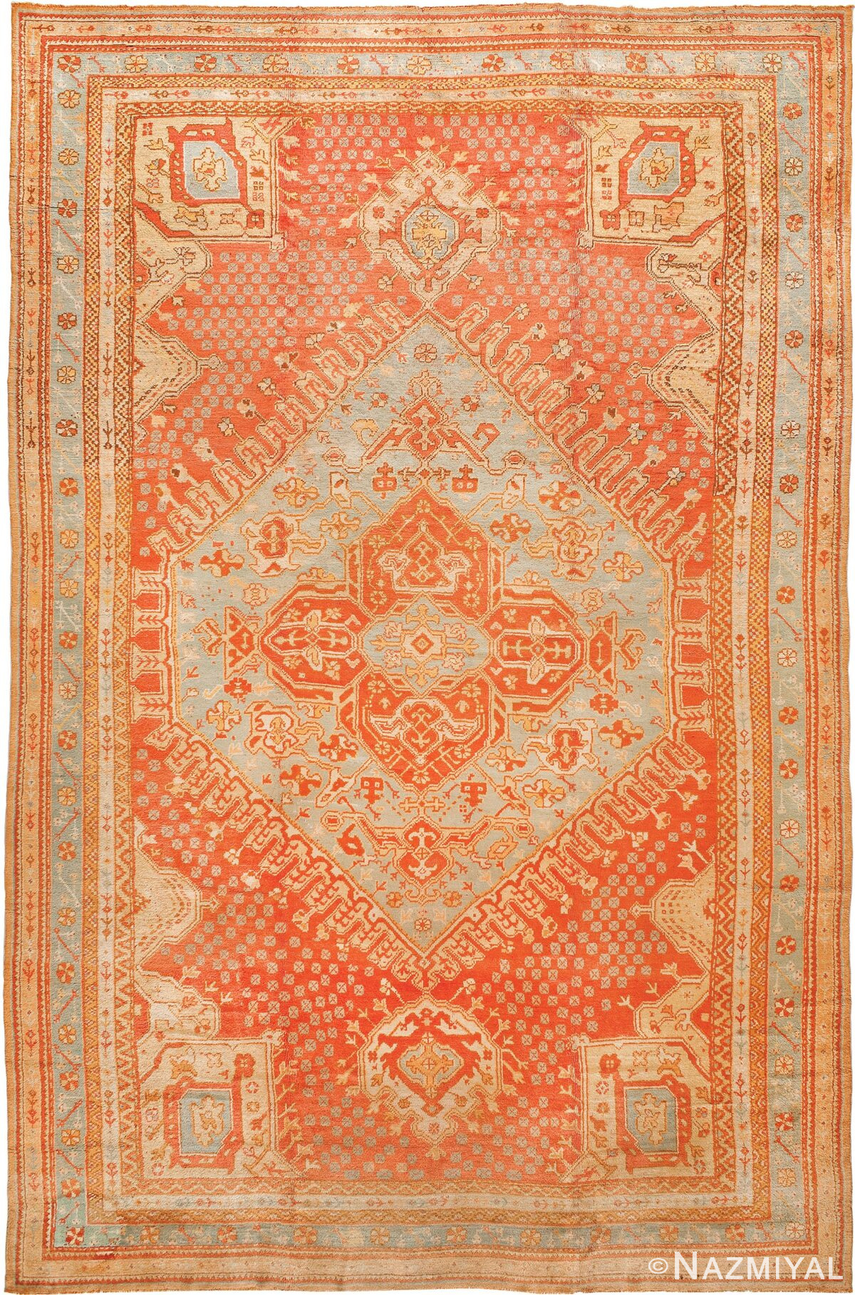 Large Antique Turkish Oushak Rug 90041 by Nazmiyal NYC