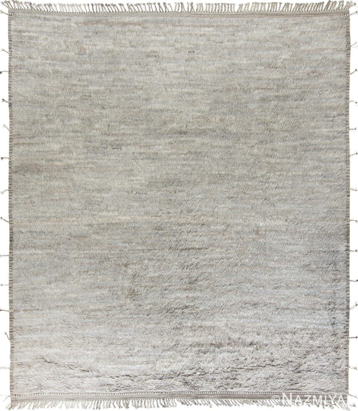 Soft Plush Solid Gray Contemporary Boho Chic Wool Rug #142775091 by Nazmiyal Antique Rugs