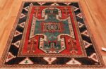 Whole View Of Antique Tribal Kazak Caucasian Rug 70302 by Nazmiyal NYC