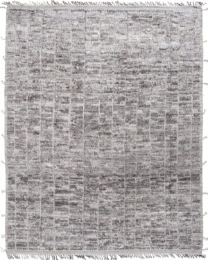 Grid Design Soft Gray Modern Boho Chic Plush Wool Pile Rug #142795781 by Nazmiyal Antique Rugs