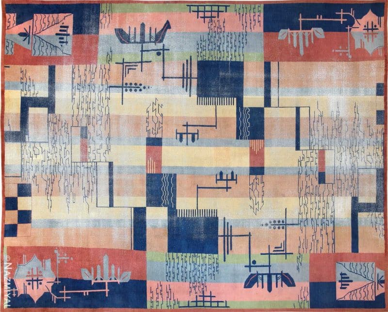 Antique Indian Shabby Chic Art Deco Rug Large Antique Indian Shabby Chic Art Deco Rug Nazmiyal