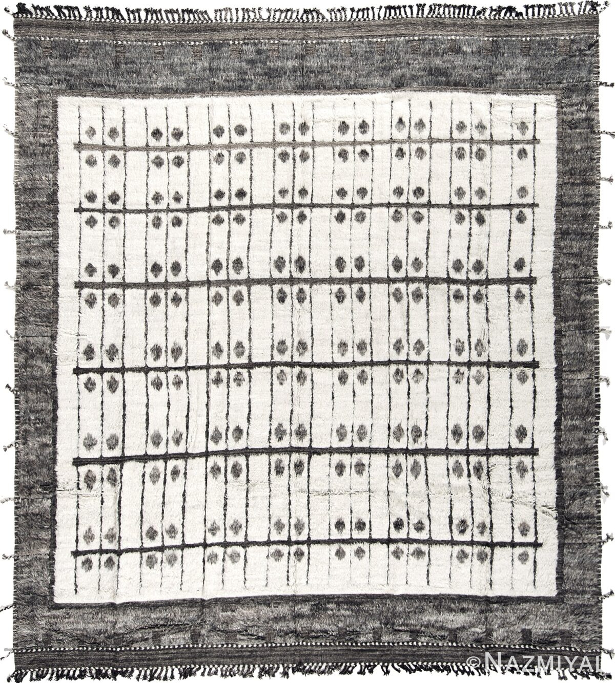 Tribal Design White and Gray Modern Boho Chic Wool Rug #142794124 by Nazmiyal Antique Rugs