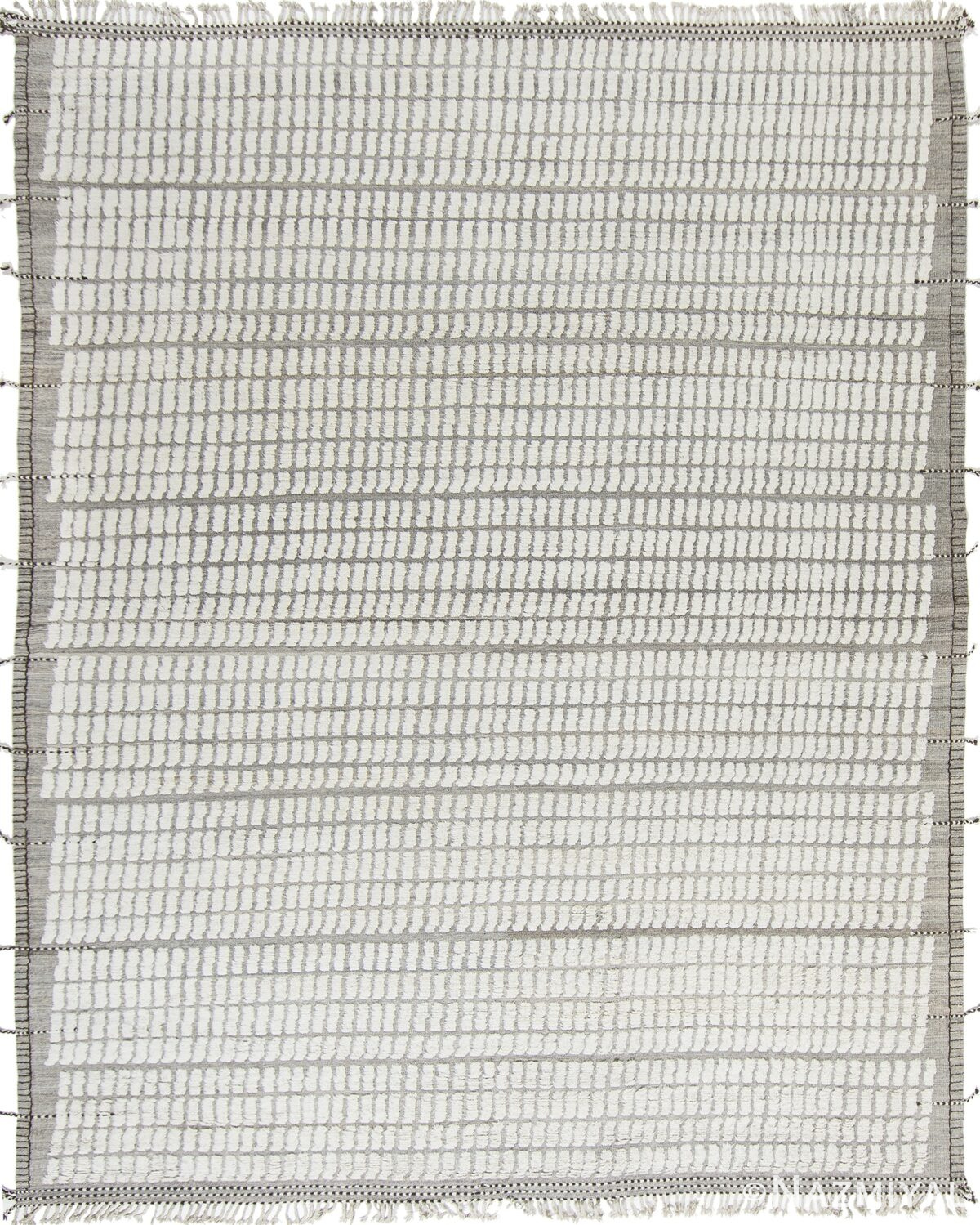 Geometric Grid Design Modern Gray Boho Chic Rug #142815011 by Nazmiyal Antique Rugs
