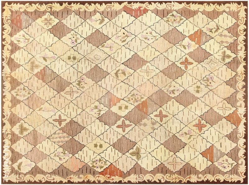 Trellis Antique American Hooked Rug Nazmiyal
