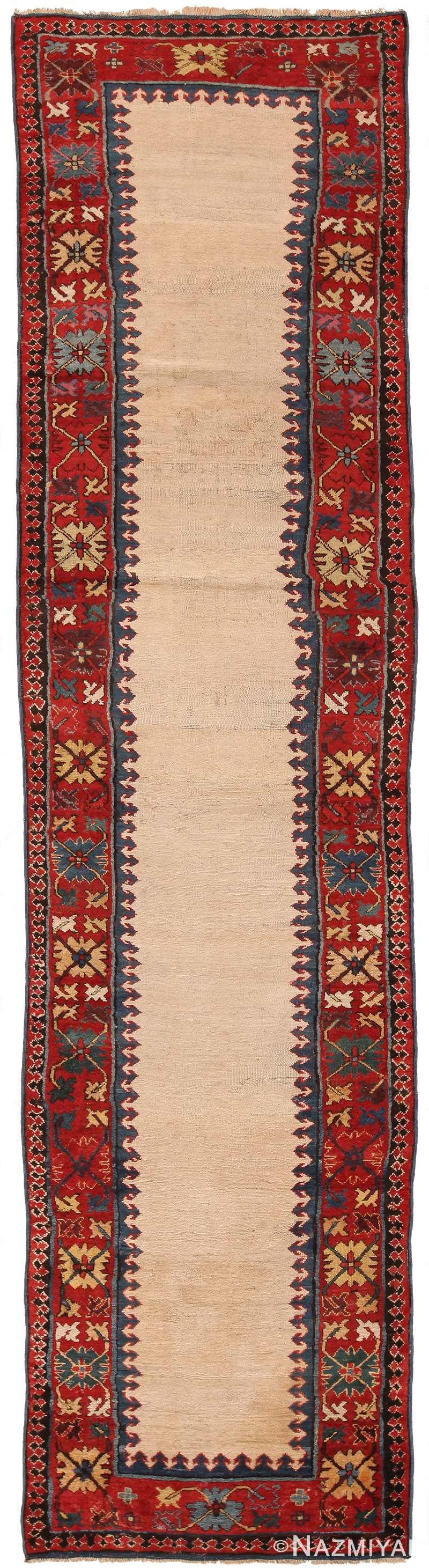 Antique Caucasian Moghan Runner Rug 70170 by Nazmiyal NYC