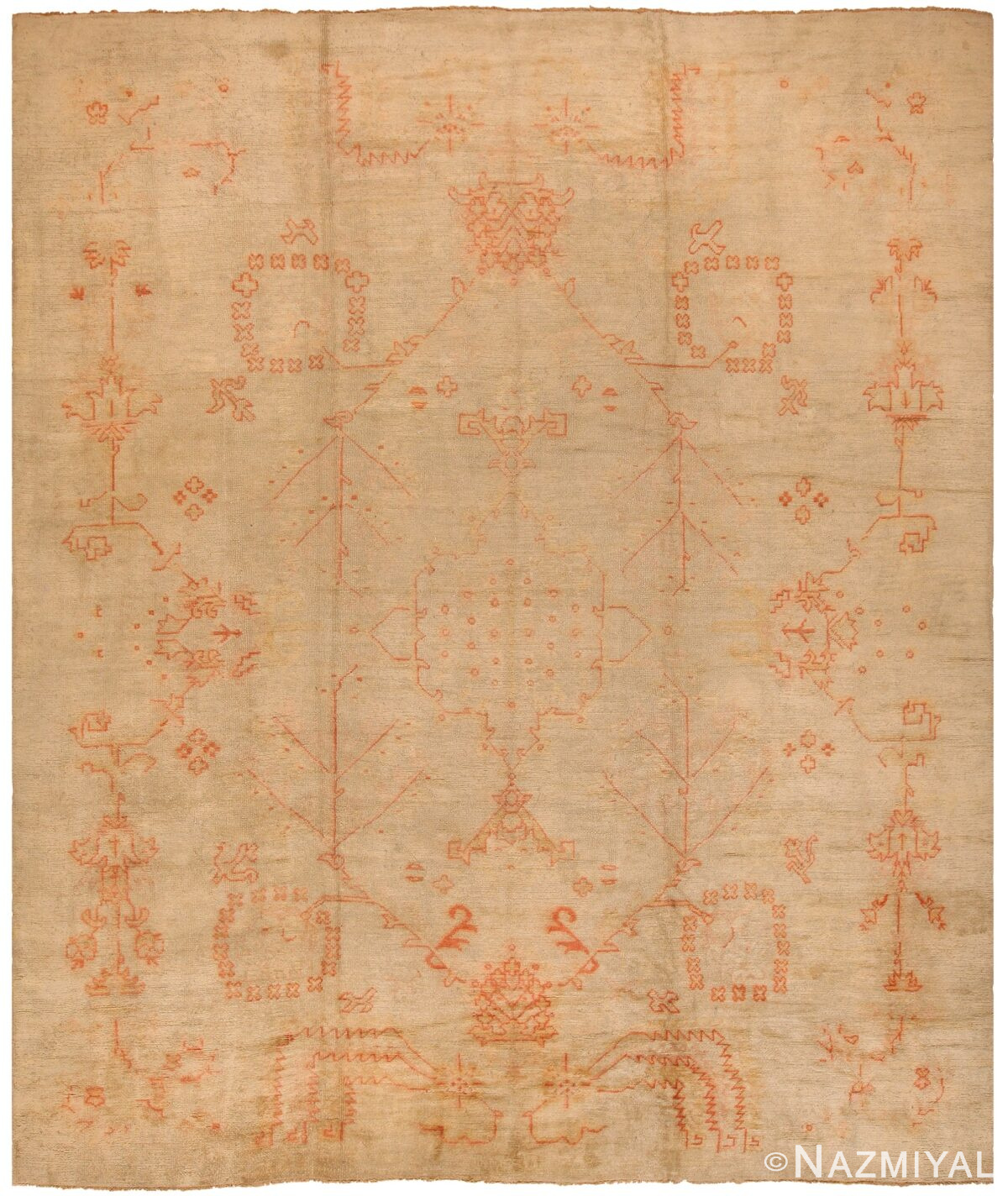 Antique Turkish Oushak Rug 70387 by Nazmiyal NYC