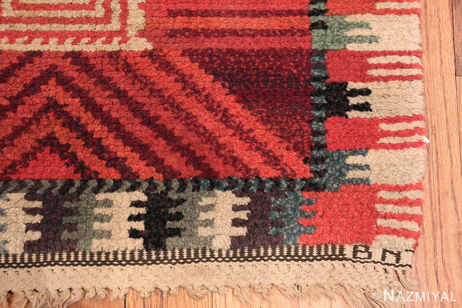 Corner Of Vintage Scandinavian Marta Mass Rug 70365 by Nazmiyal NYC
