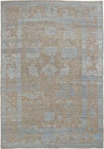 Light Brown And Blue Modern Oushak Turkish Area Rug #60079 by Nazmiyal Antique Rugs