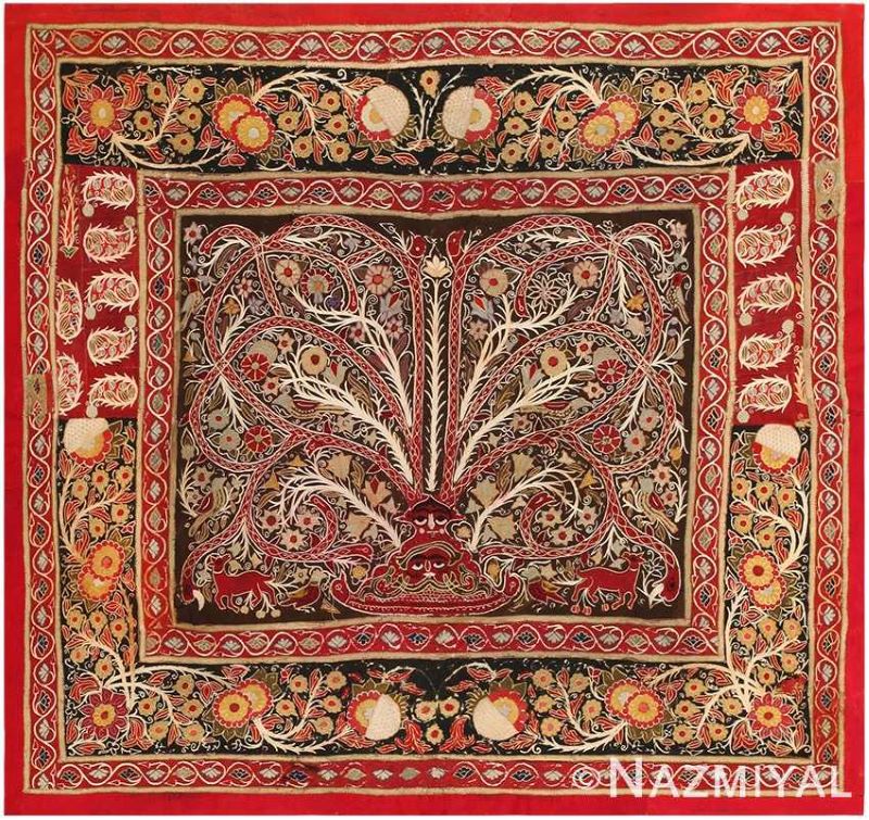 Antique Persian Tree of Life Rashti Embroidery Nazmiyal
