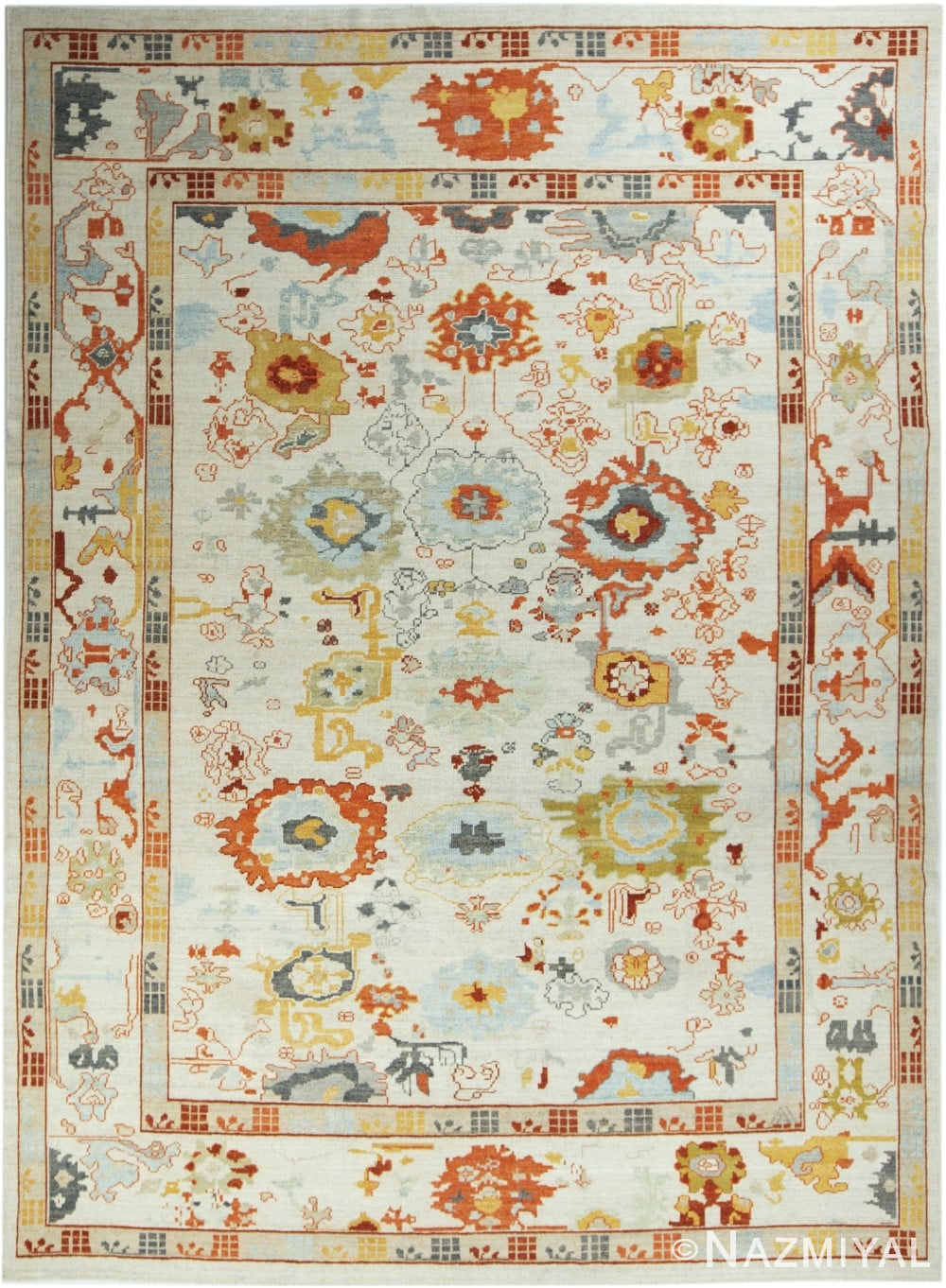 Room Size Modern Turkish Oushak Area Rug #60076 by Nazmiyal Antique Rugs