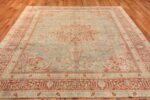 Whole View Of Light Blue Shabby Chic Antique Persian Tabriz Rug 70445 by Nazmiyal NYC