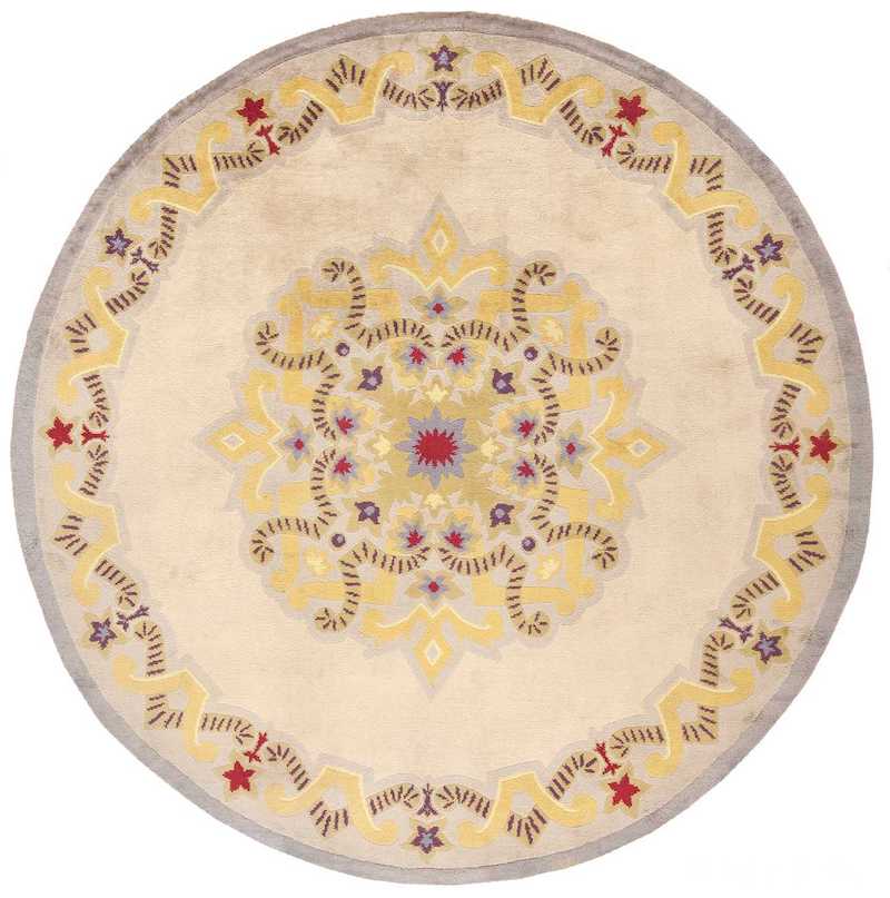 Antique Round French Art Deco Rug By Leleu Antique Round French Art Deco Rug By Leleu Nazmiyal