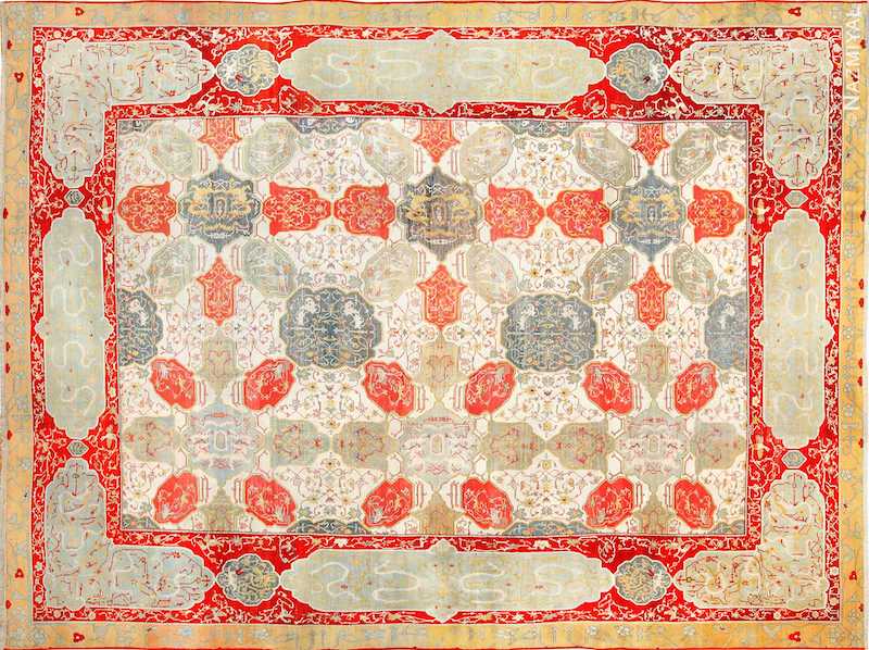 Antique Ivory Room Size Indian Agra Rug Antique Ivory Room Size Indian Agra Rug Nazmiyal