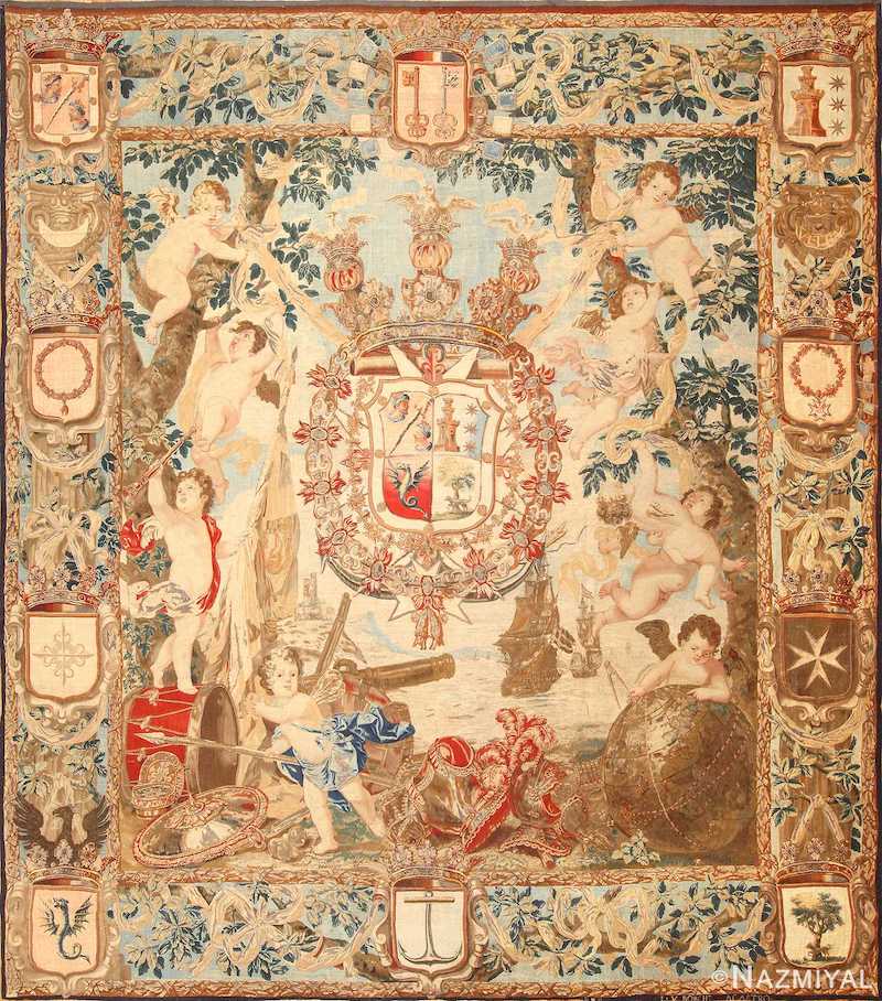 Antique Flemish Heraldic Tapestry of a Spanish Noble Admiral Nazmiyal