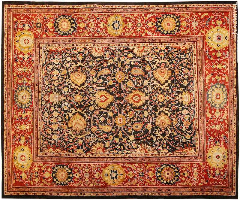 Black and Red Antique Persian Ziegler Sultanabad Rug Namziyal