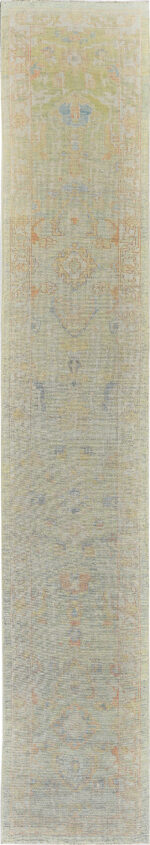 Long Modern Decorative Turkish Oushak Runner Rug #60466 by Nazmiyal Antique Rugs