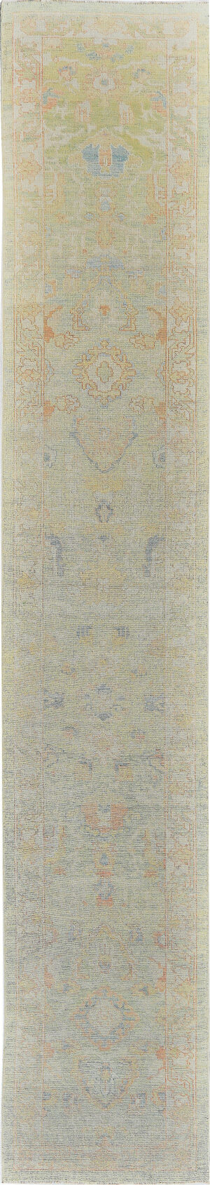 Long Modern Decorative Turkish Oushak Runner Rug #60466 by Nazmiyal Antique Rugs