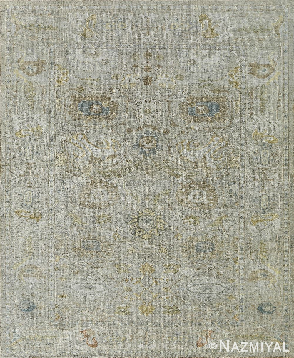 Soft Grey Modern Oriental Turkish Oushak Area Rug #60472 by Nazmiyal Antique Rugs