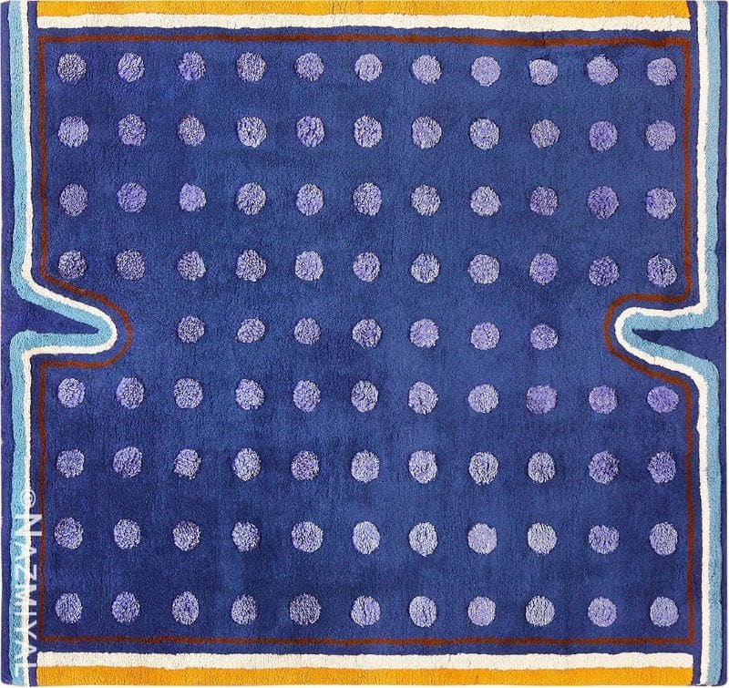 Blue Square Silk and Wool Garo Antreasian Art Rug Nazmiyal