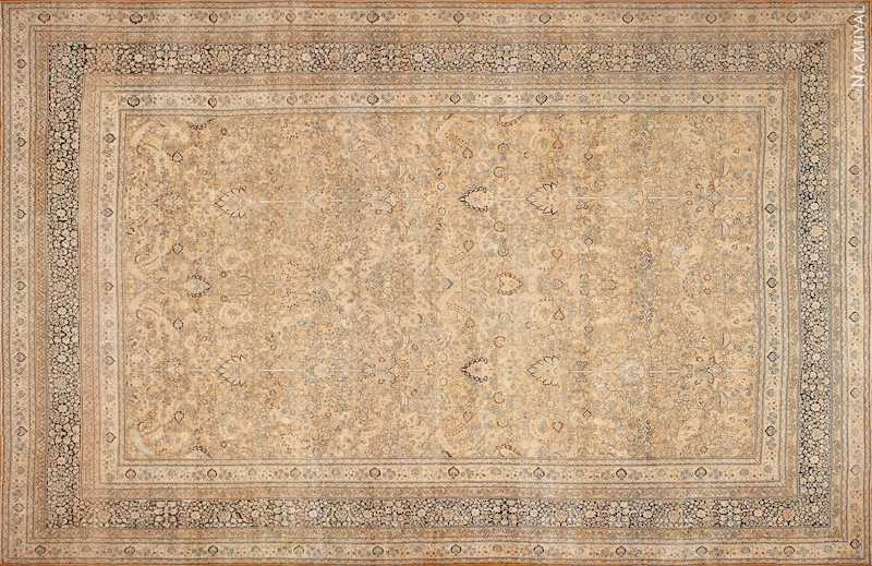 Neutral Earth Tone Color Antique Oversized Persian Tabriz Rug Neutral Earth Tone Color Antique Oversized Persian Tabriz Rug Nazmiyal