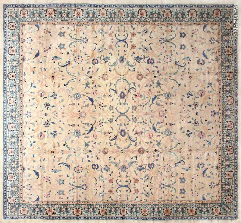 Large Square Antique Indian Agra Rug Nazmiyal