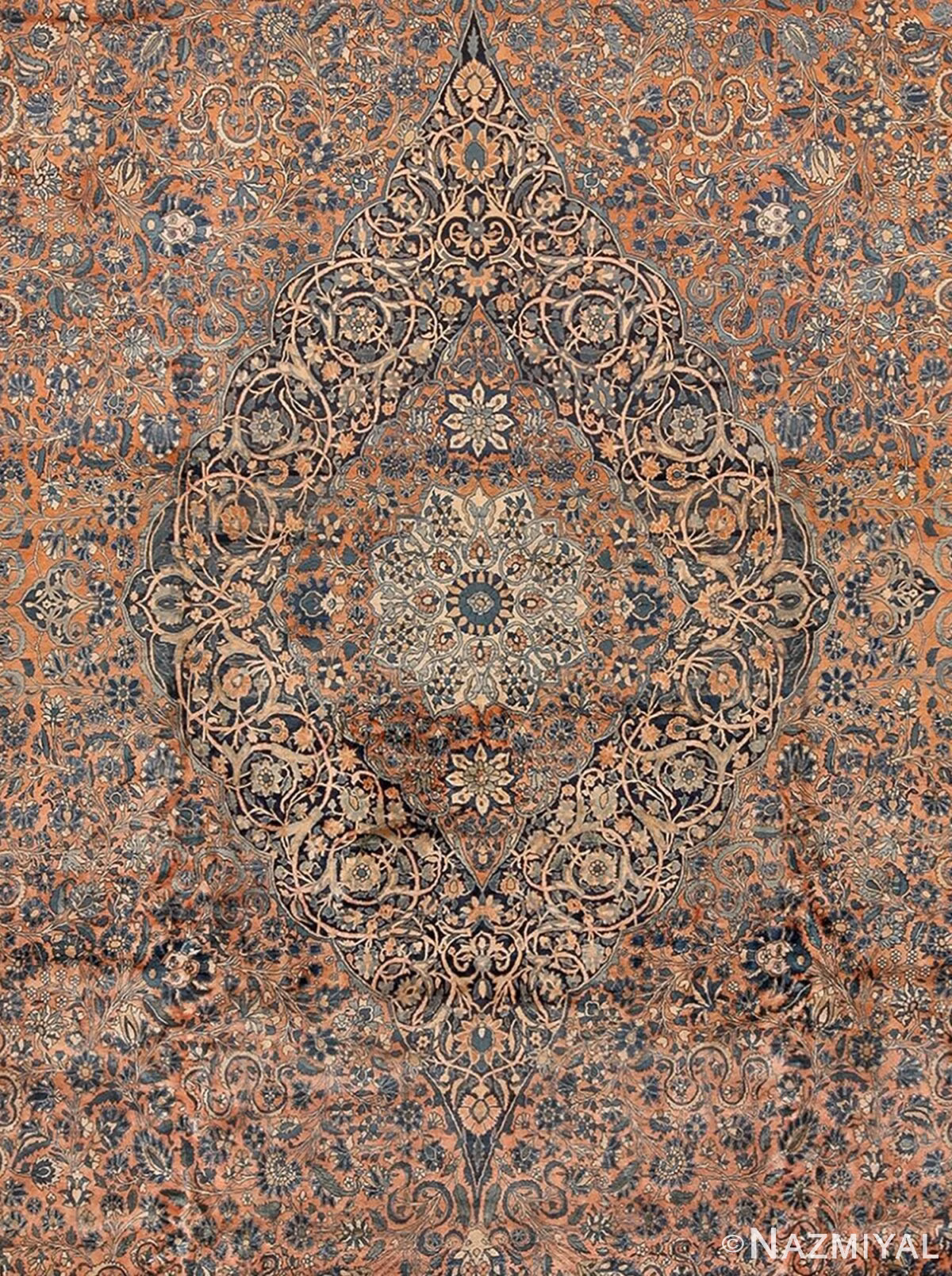Medallion Of Antique Persian Mohtasham Kashan Rug 60038 by Nazmiyal NYC