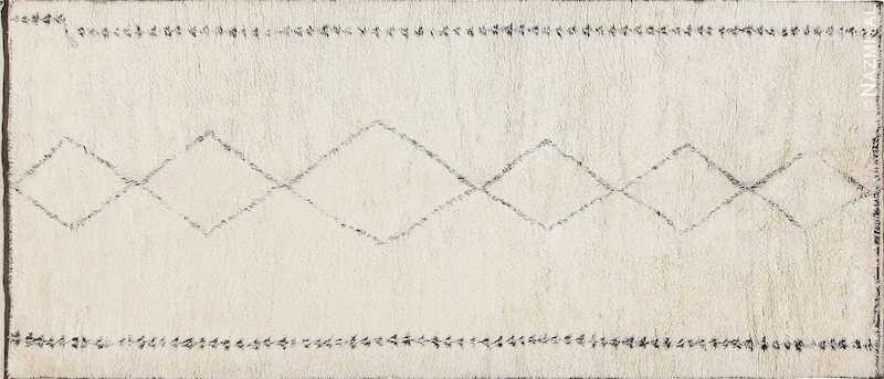 Ivory and Black Vintage Moroccan Beni Ourain Shag Rug Nazmiyal