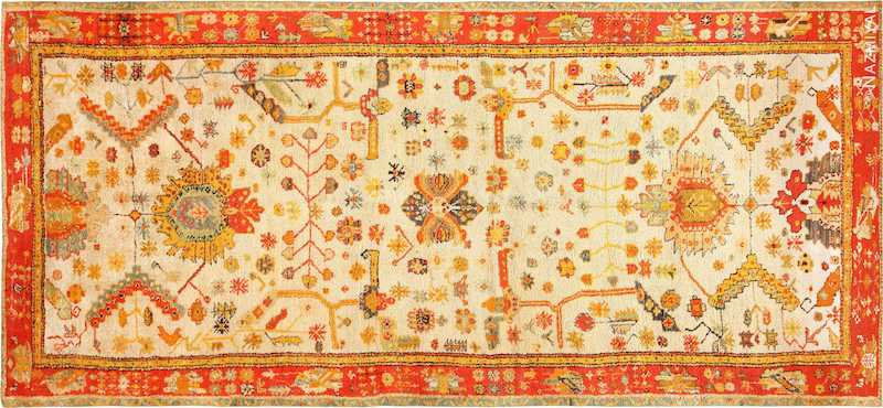 Antique Turkish Oushak Rug With Arts and Crafts Design Nazmiyal