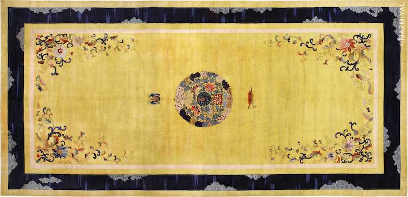 Saffron Yellow Oversize Antique Chinese Rug Saffron Yellow Oversize Antique Chinese Rug Nazmiyal