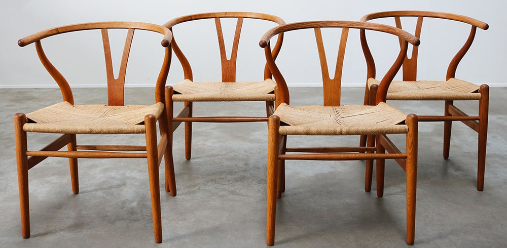 4 Hans Wegner CH24 Wishbone Chairs Picture of 4 Hans Wegner CH24 Wishbone Chairs by Nazmiyal Antique Rugs