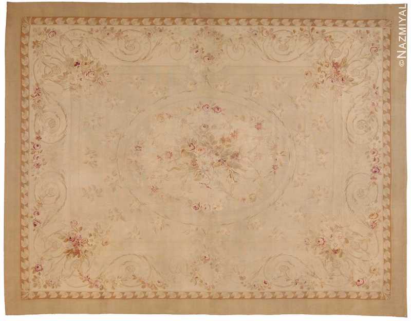 Antique Ivory French Aubusson Rug Antique Ivory French Aubusson Rug Nazmiyal